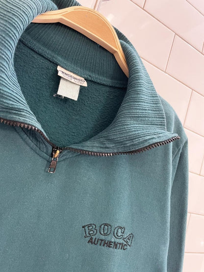 vintage 90s boca authentic 1/4 zip ribbed cuff sweatshirt - good market thrift store