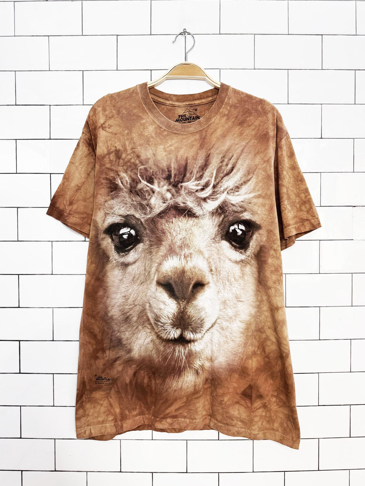 vintage 00s the mountain lama face tie dye tee | made in USA