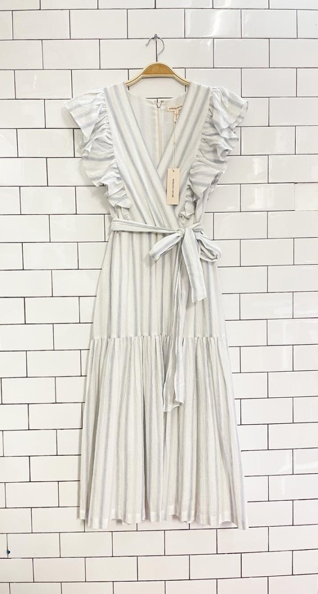 nwt rebecca taylor yarn die ruffle stripe midi dress - good market thrift store