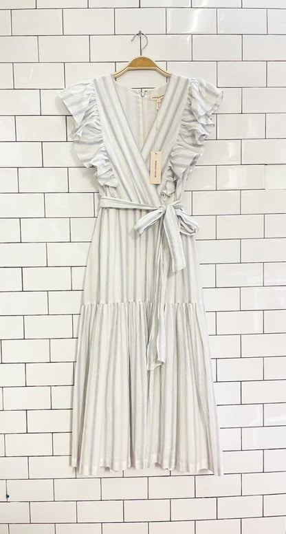 nwt rebecca taylor yarn die ruffle stripe midi dress - good market thrift store