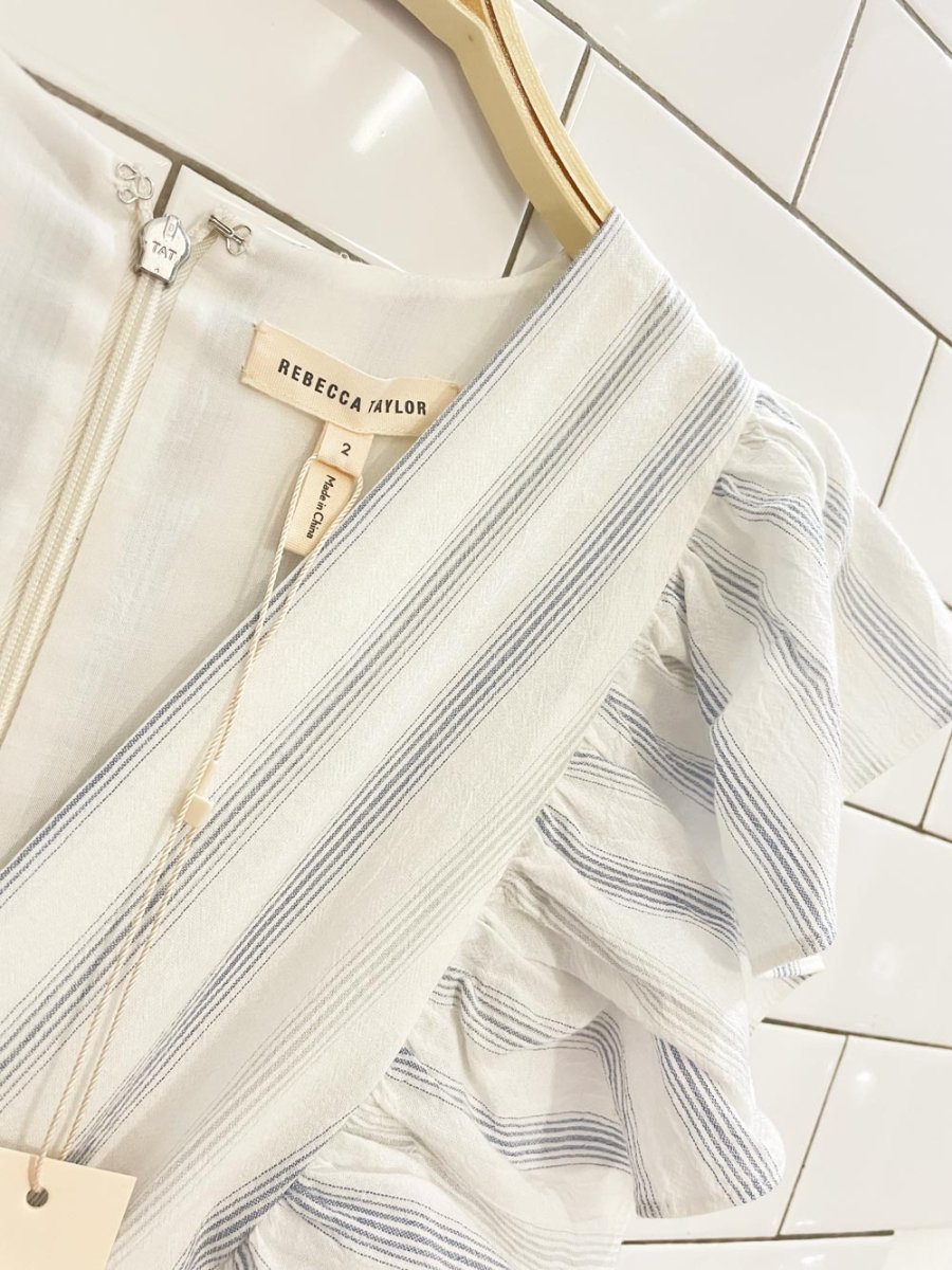 nwt rebecca taylor yarn die ruffle stripe midi dress - good market thrift store