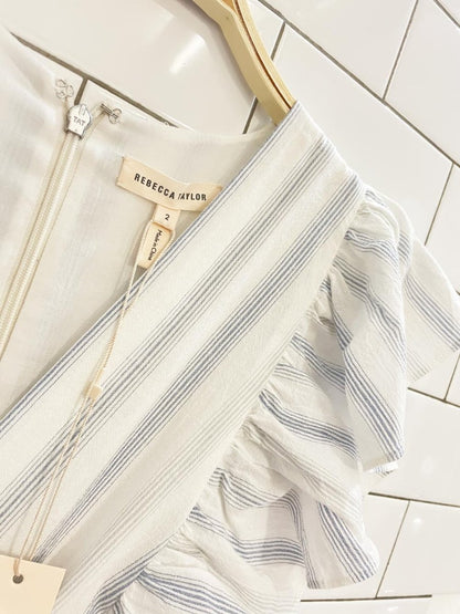 nwt rebecca taylor yarn die ruffle stripe midi dress - good market thrift store