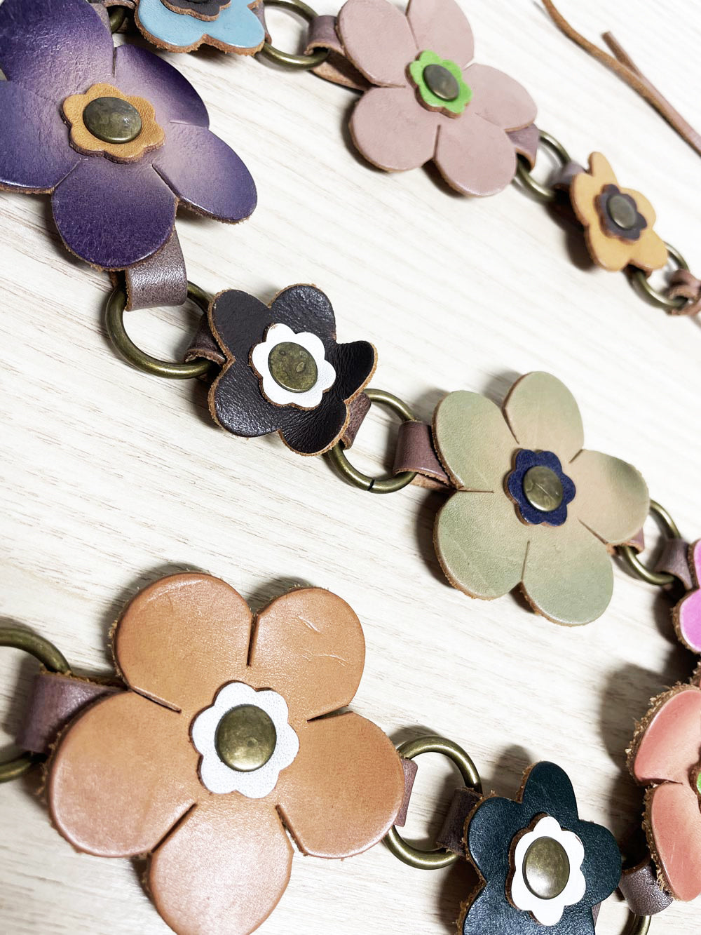 y2k old navy leather flowers boho tie waist belt