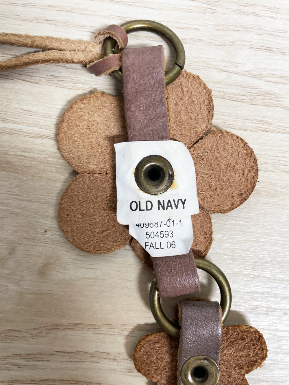 y2k old navy leather flowers boho tie waist belt