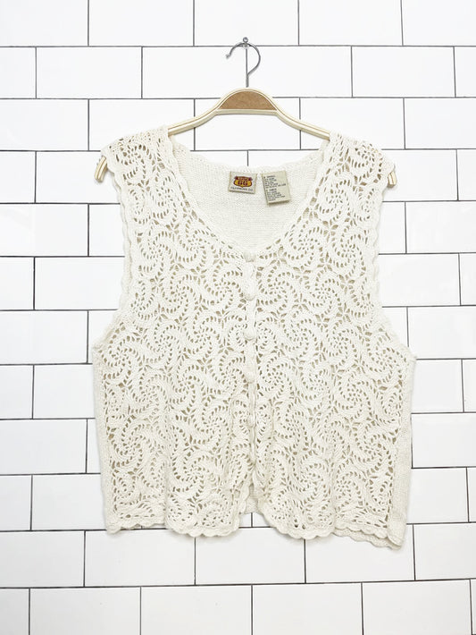 vintage route 66 crochet knit vest top