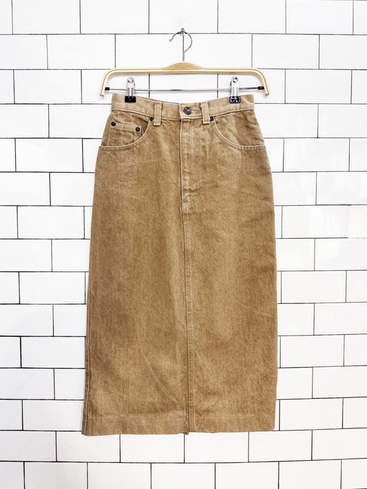 vintage 90s calvin klein denim midi skirt | made in USA