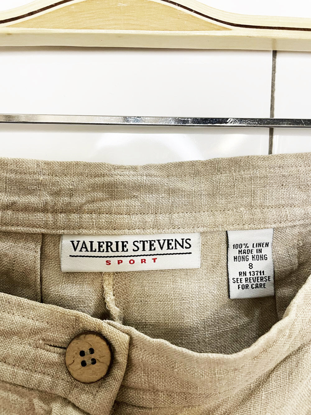 vintage valerie stevens sport 100% linen pleated trouser shorts