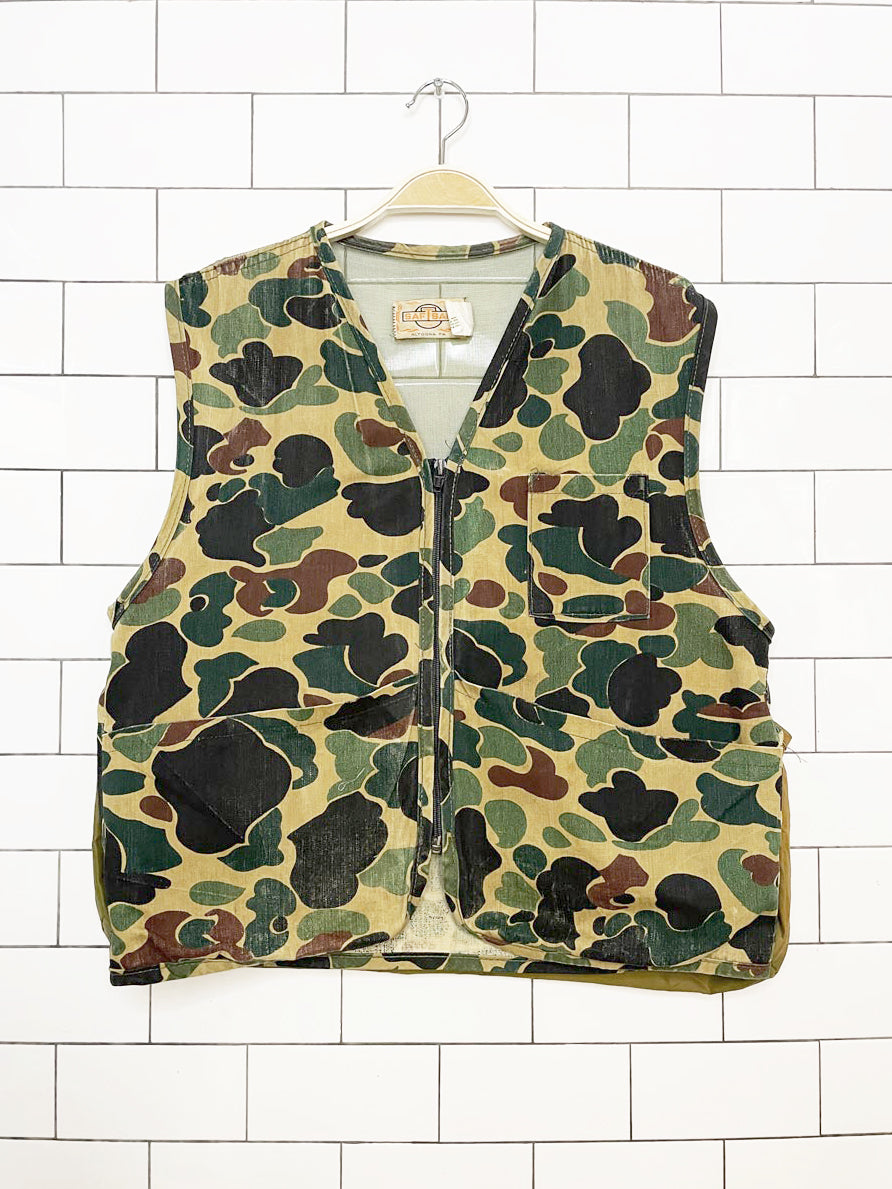 vintage 70s saftbak hunting duck camo vest | made in usa