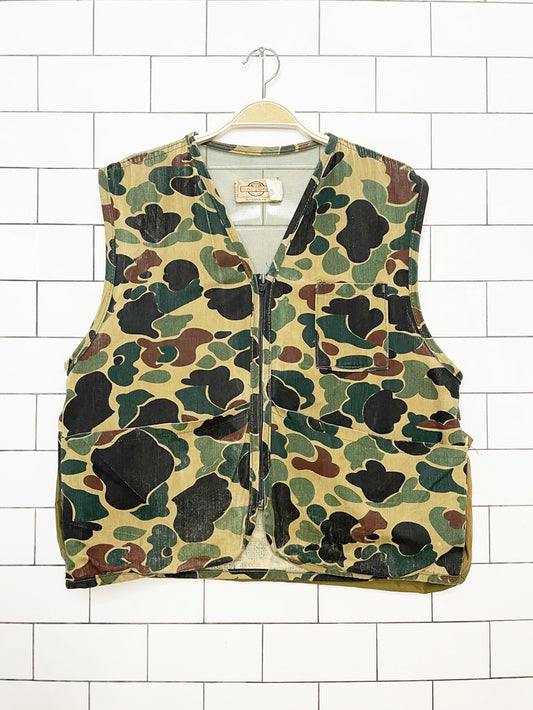 vintage 70s saftbak hunting duck camo vest | made in usa