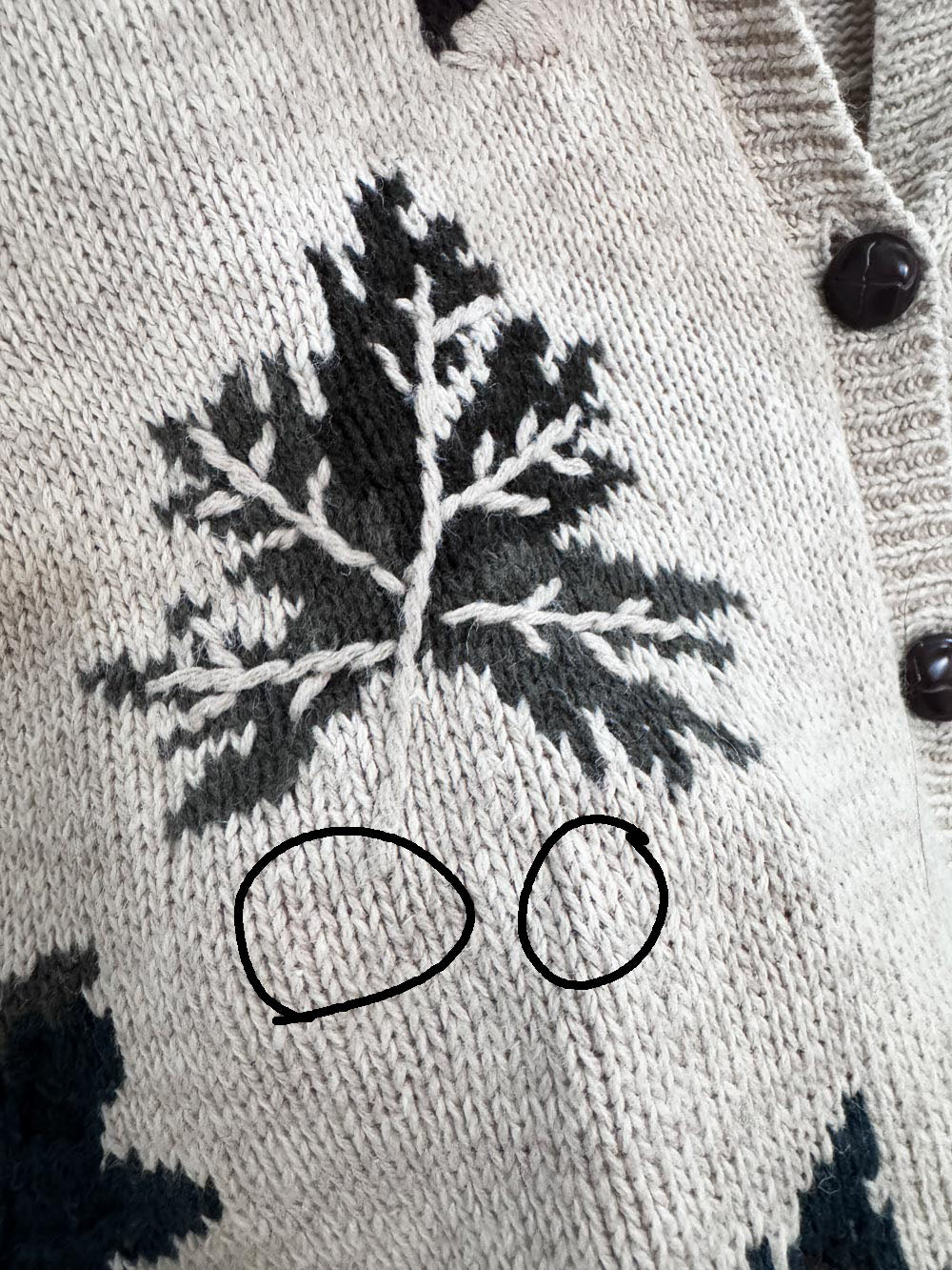 vintage dressbarn ramie-blend fall leaves boxy knit cardigan