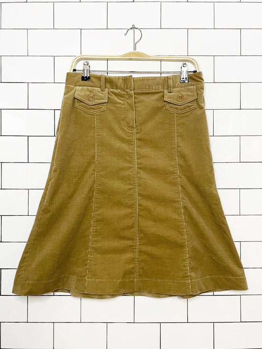 vintage 00s theory corduroy flare knee-length skirt | made in usa