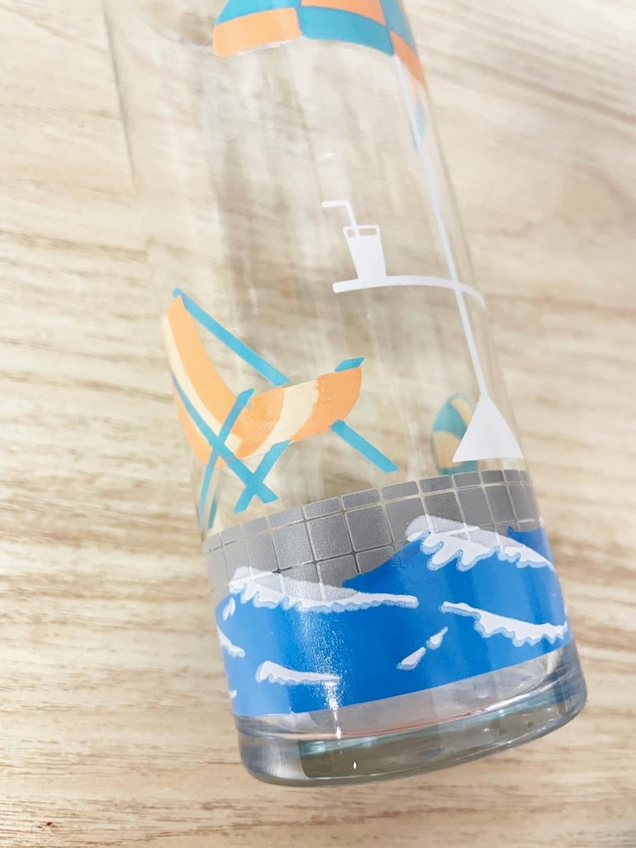 x2 vintage pastel beach scene highball glasses - good market thrift store