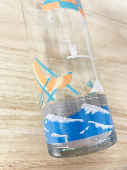 x2 vintage pastel beach scene highball glasses - good market thrift store