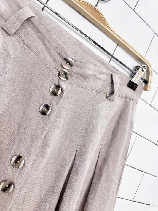 vintage collection breuninger linen-blend pleated full button maxi skirt