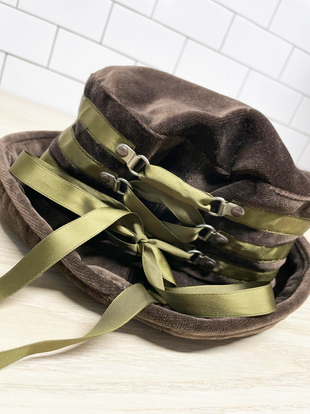 vintage 00s six degrees velvet lace up bucket hat | suzanna paquette