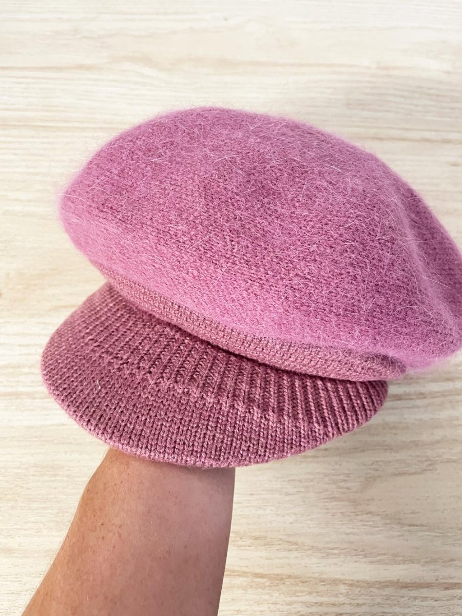 vintage angora brimmed fleece lined beret - good market thrift store