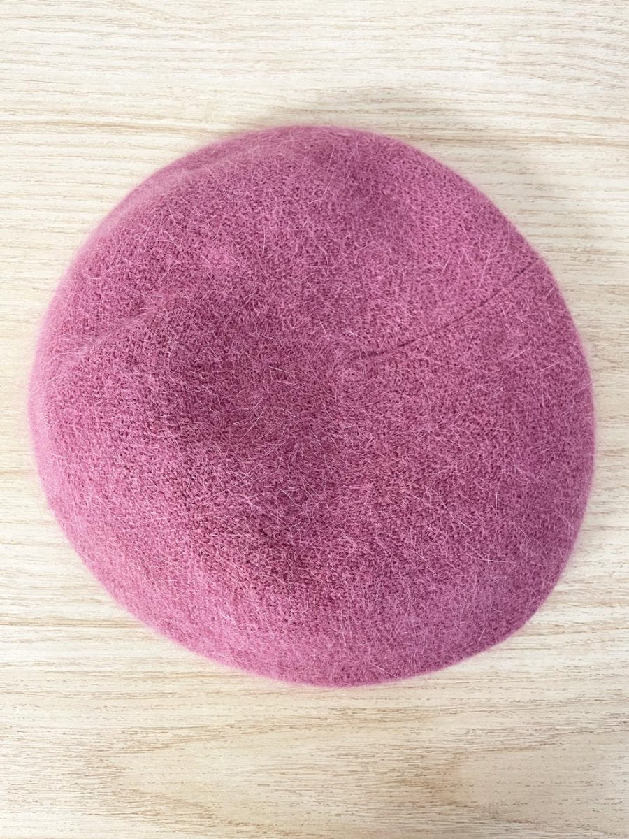 vintage angora brimmed fleece lined beret - good market thrift store