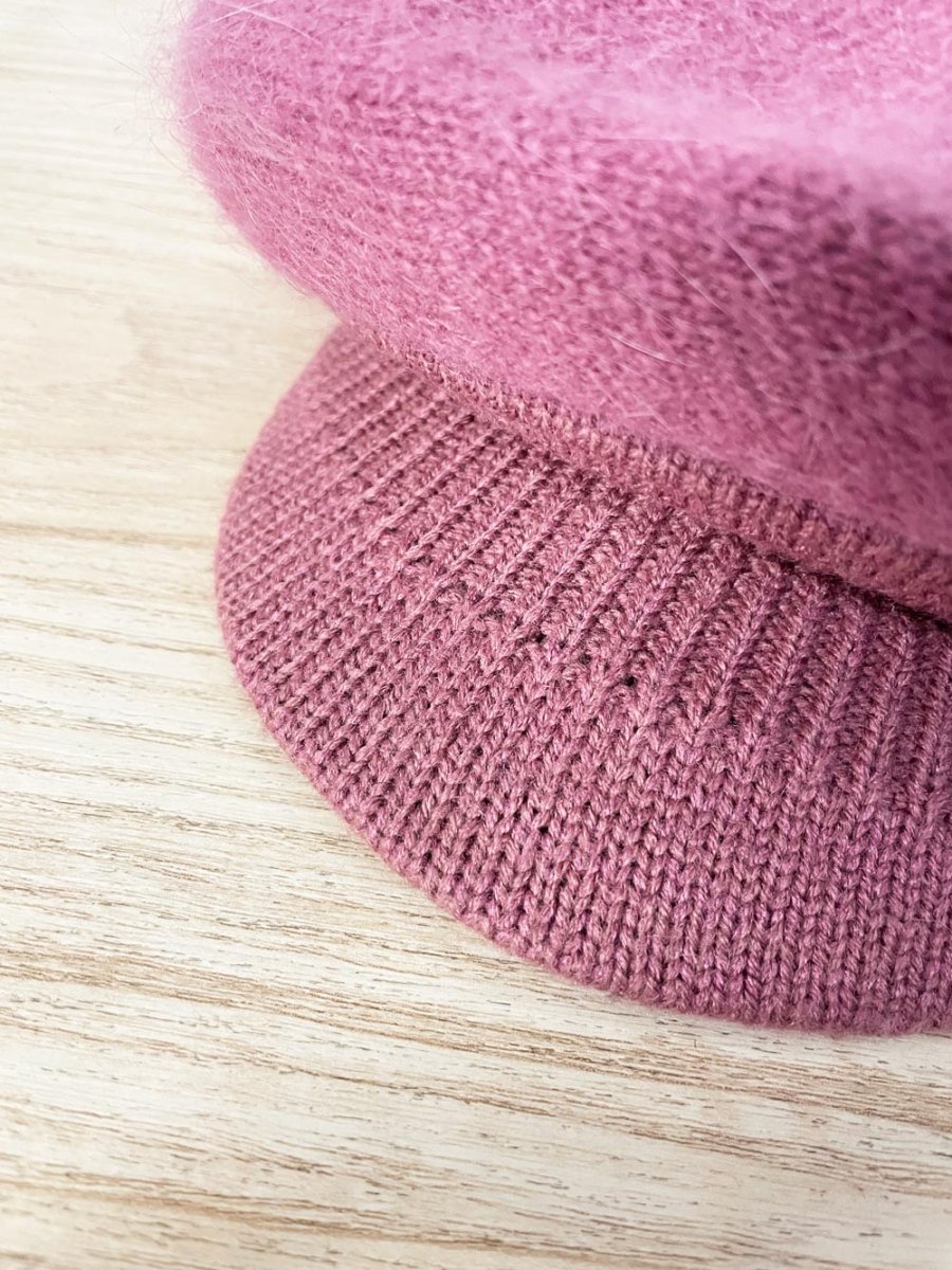 vintage angora brimmed fleece lined beret - good market thrift store