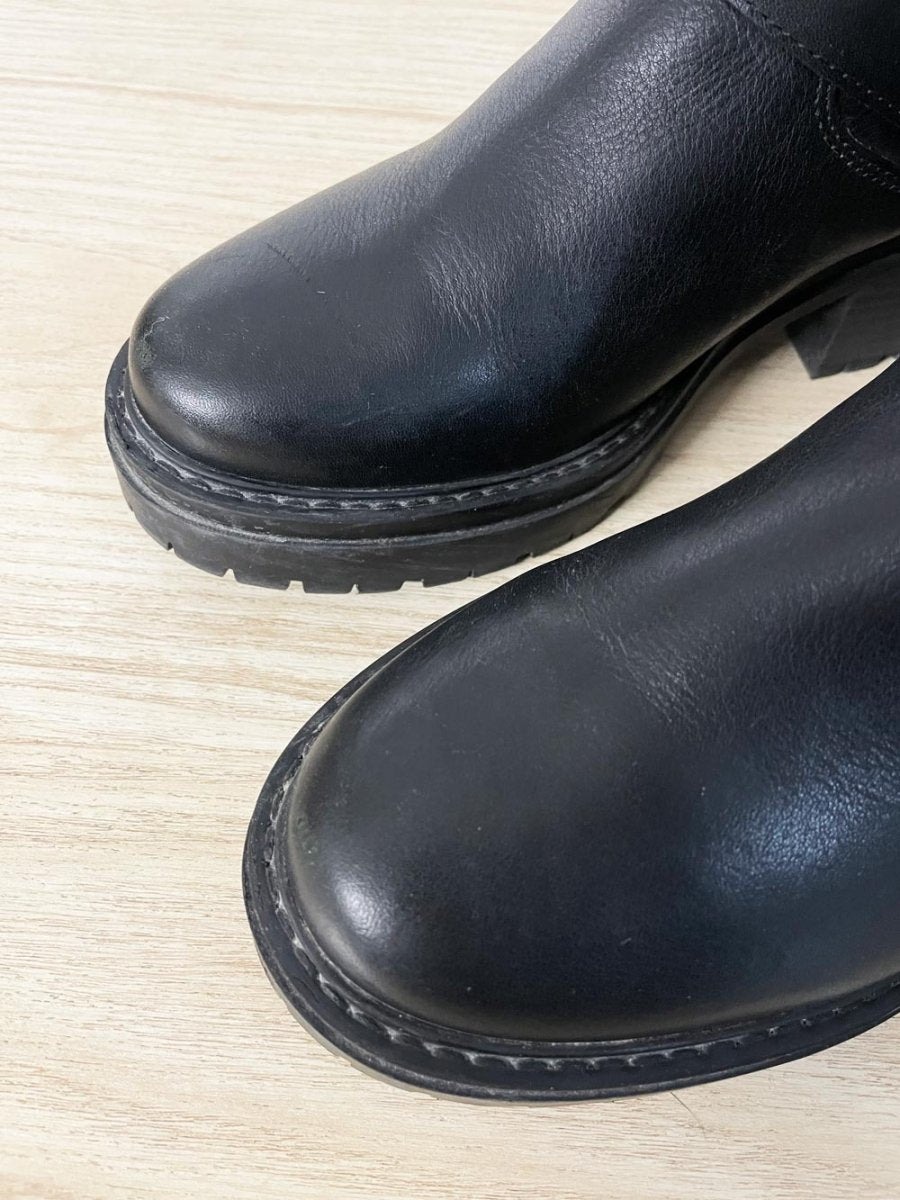 naturalizer jagger leather mid - calf zip buckle moto boots - good market thrift store