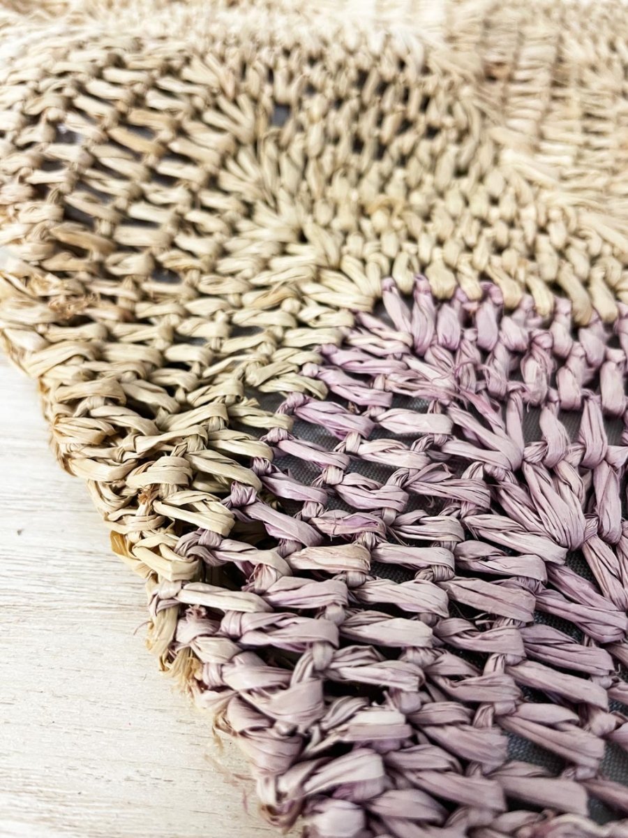 vintage straw zig - zag shoulder tote - good market thrift store