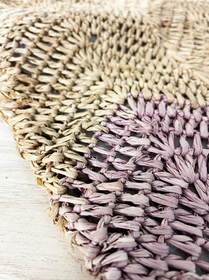 vintage straw zig - zag shoulder tote - good market thrift store