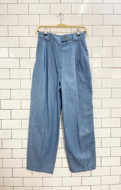 vintage 90s mélanie lyne utility denim shirt and pleated denim trouser set - good market thrift store
