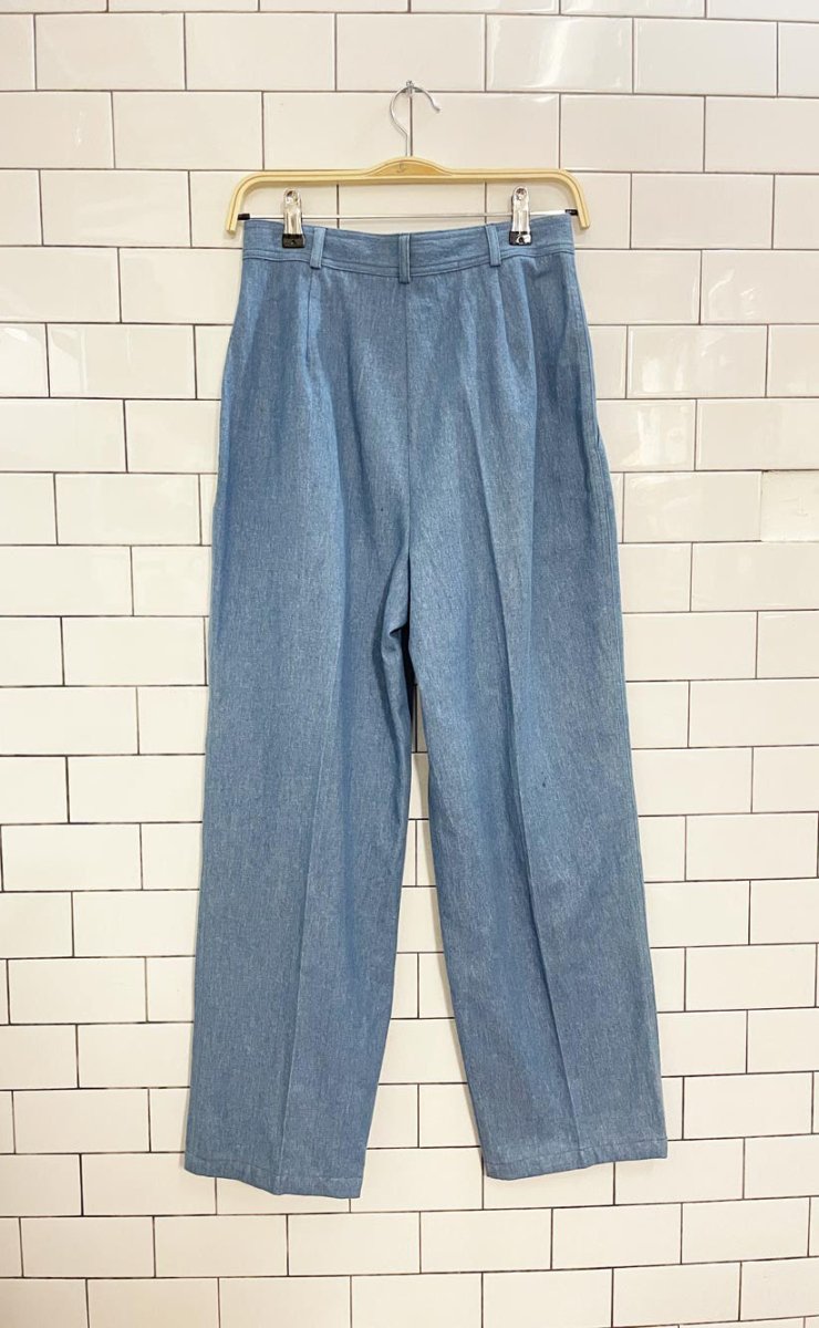 vintage 90s mélanie lyne utility denim shirt and pleated denim trouser set - good market thrift store