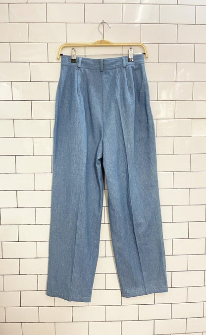 vintage 90s mélanie lyne utility denim shirt and pleated denim trouser set - good market thrift store