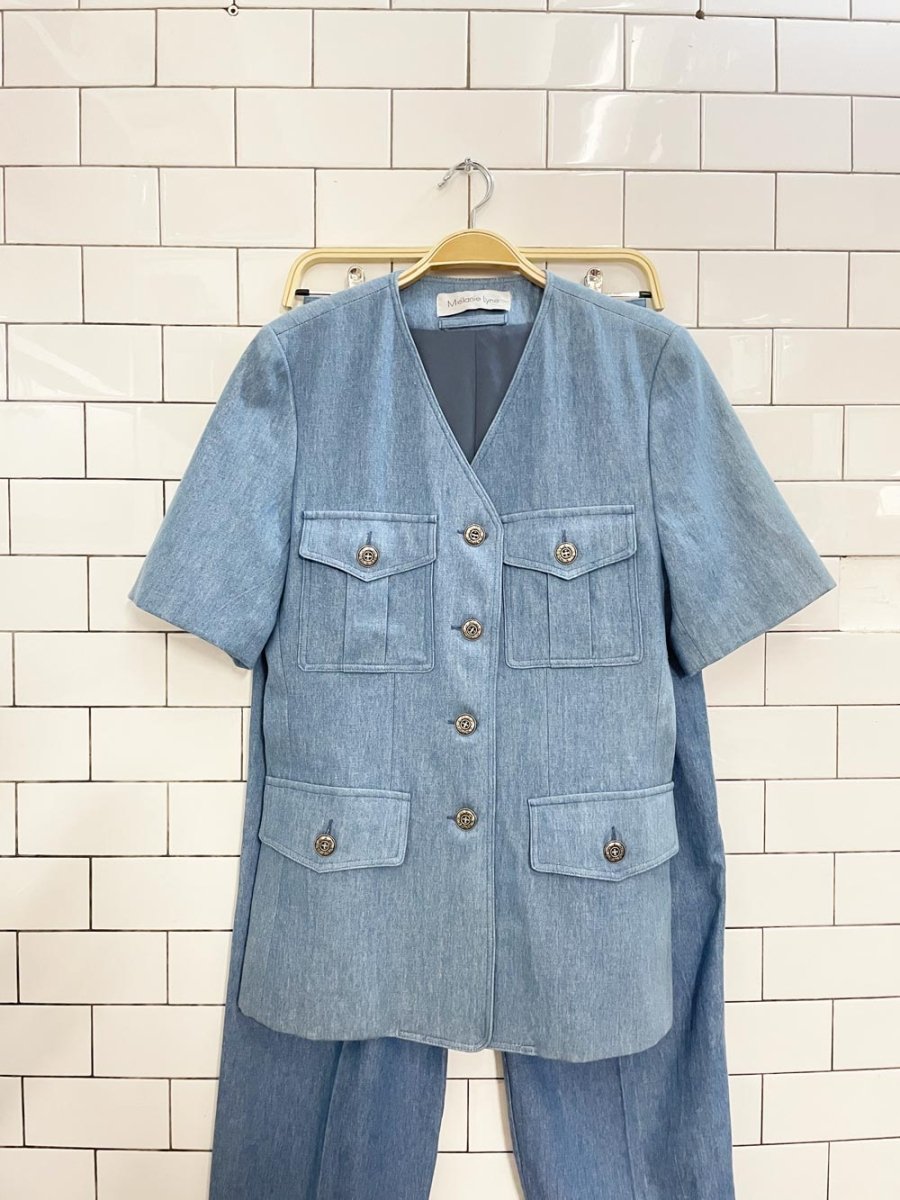 vintage 90s mélanie lyne utility denim shirt and pleated denim trouser set - good market thrift store