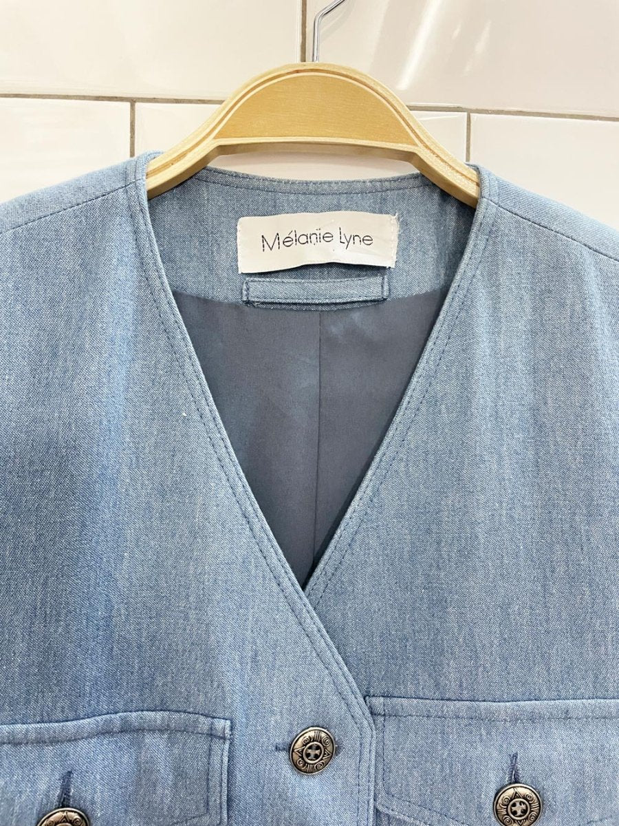 vintage 90s mélanie lyne utility denim shirt and pleated denim trouser set - good market thrift store