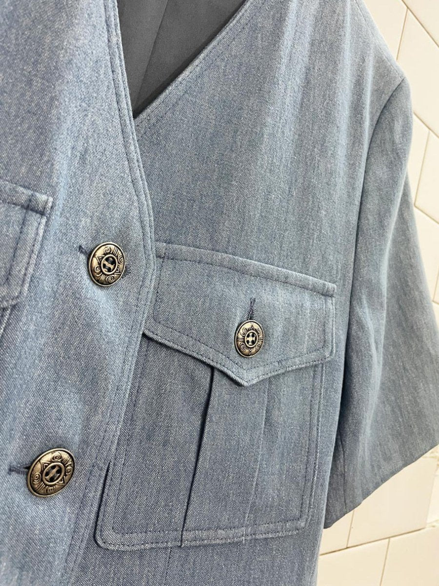 vintage 90s mélanie lyne utility denim shirt and pleated denim trouser set - good market thrift store