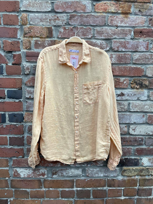 zara 100% linen garment dyed shirt
