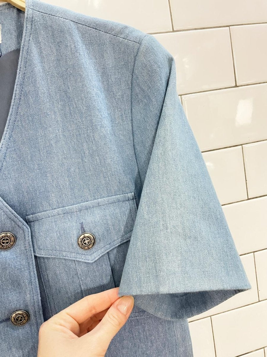 vintage 90s mélanie lyne utility denim shirt and pleated denim trouser set - good market thrift store