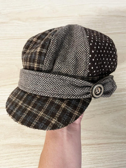 y2k patchwork tweed newsboy cap - good market thrift store
