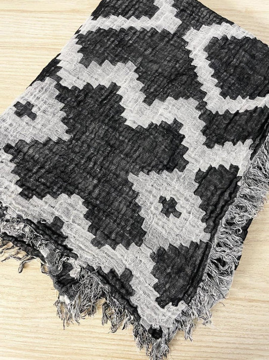 diamond mosaic gauze blanket scarf - good market thrift store