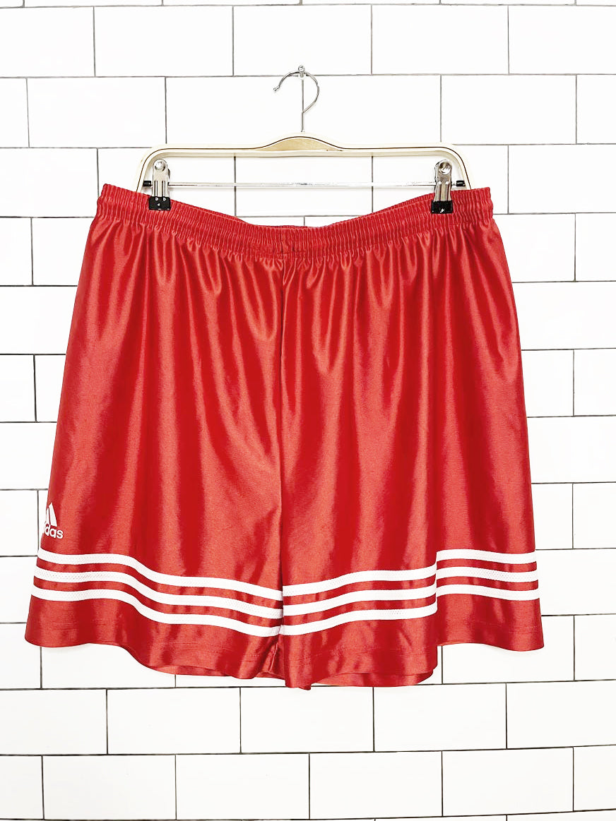 adidas three stripes sateen stripe sporty prep athletic shorts