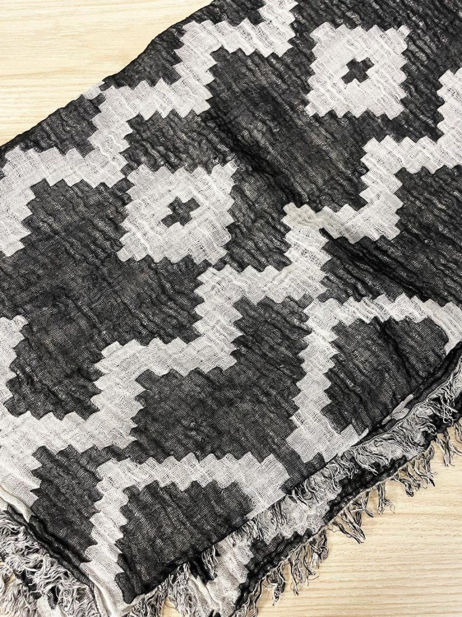 diamond mosaic gauze blanket scarf - good market thrift store