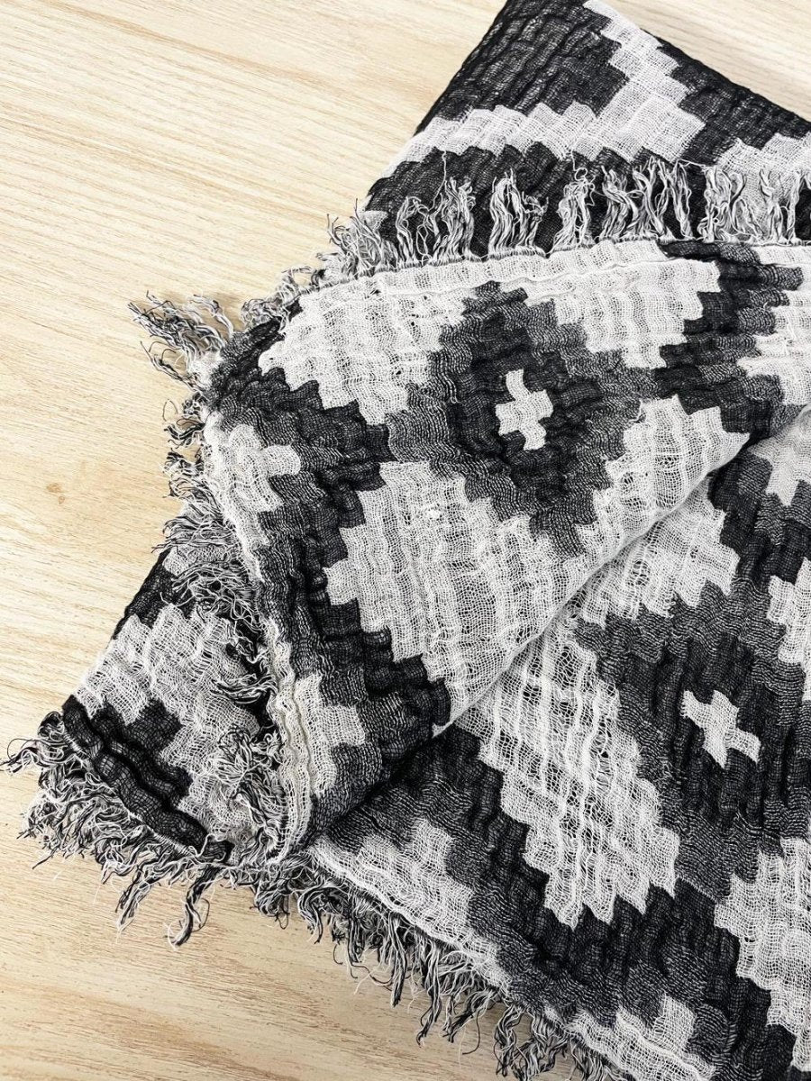 diamond mosaic gauze blanket scarf - good market thrift store