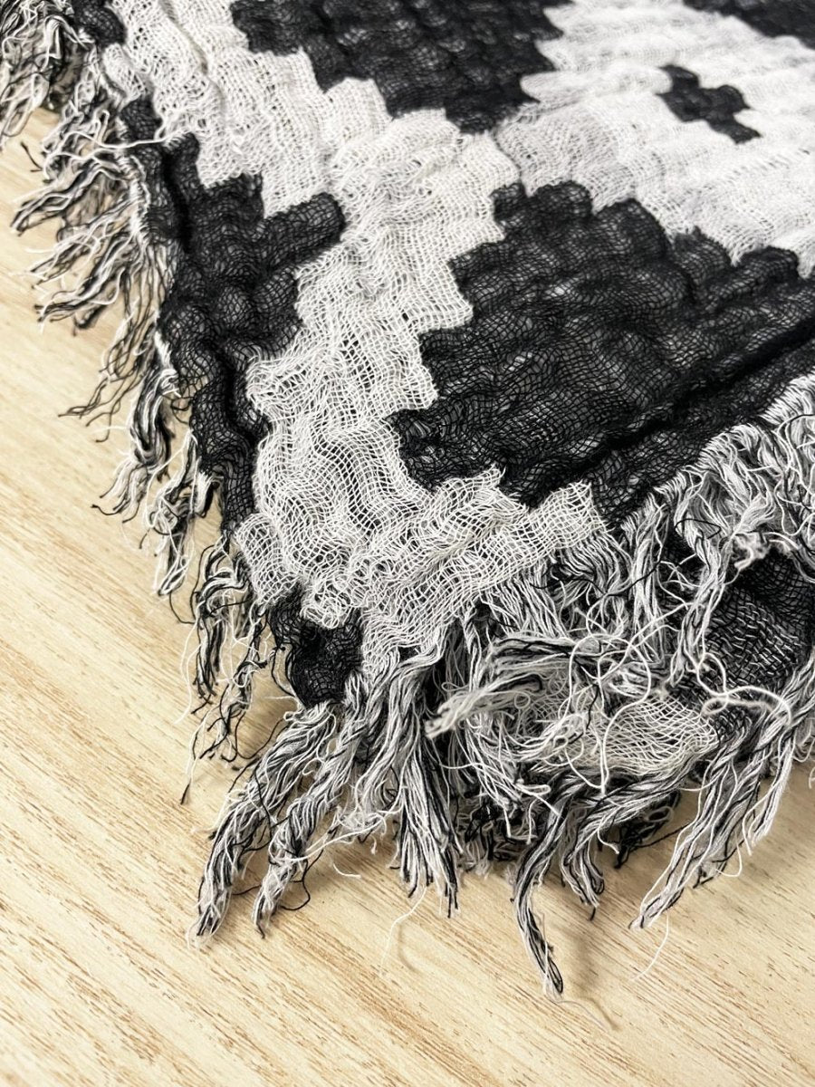 diamond mosaic gauze blanket scarf - good market thrift store