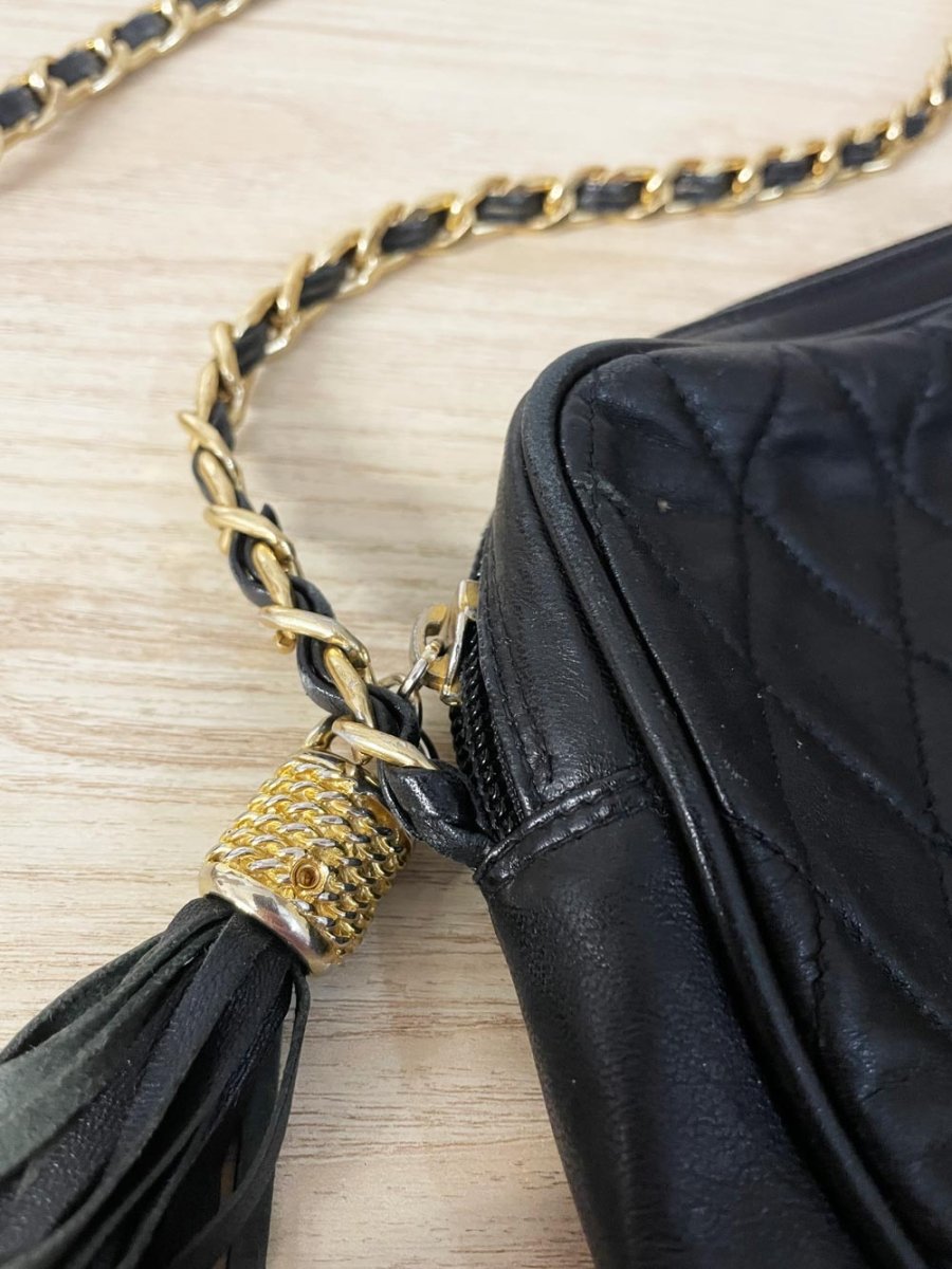 vintage quilted leather bag with chain strap - good market thrift store