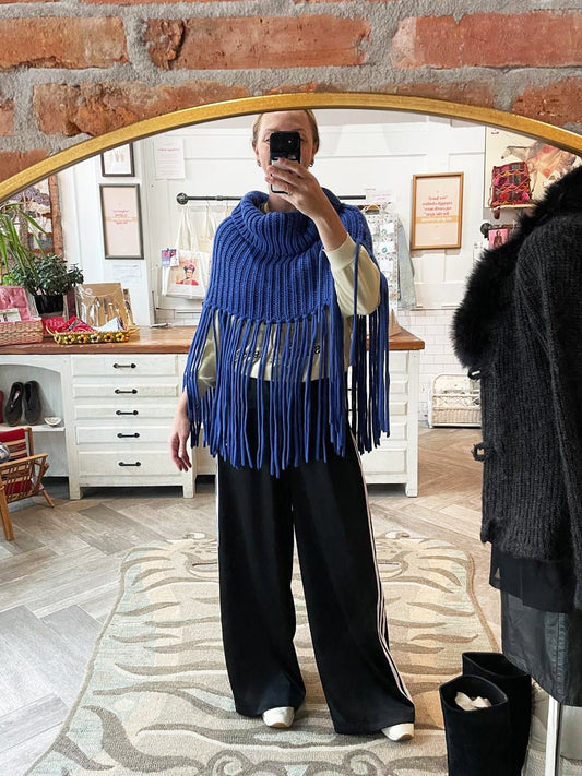saopaulo chunky knit fringe shawl scarf - good market thrift store