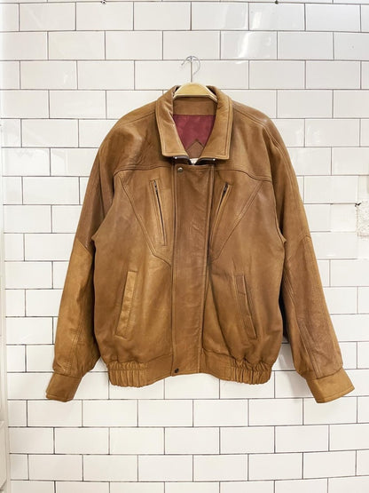 vintage labrador butter leather bomber jacket - good market thrift store