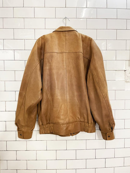 vintage labrador butter leather bomber jacket - good market thrift store
