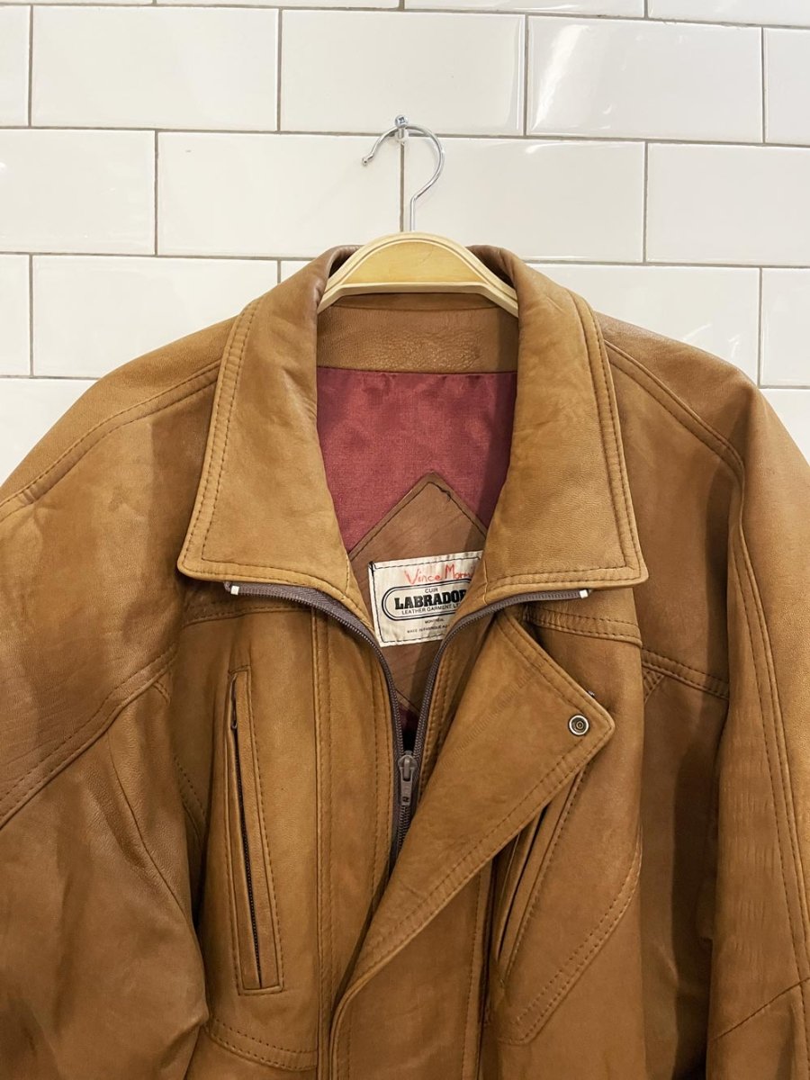 vintage labrador butter leather bomber jacket - good market thrift store