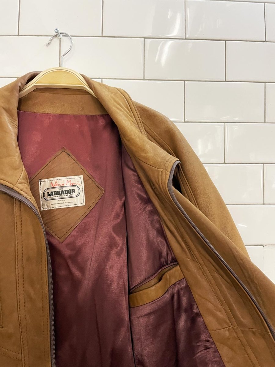 vintage labrador butter leather bomber jacket - good market thrift store