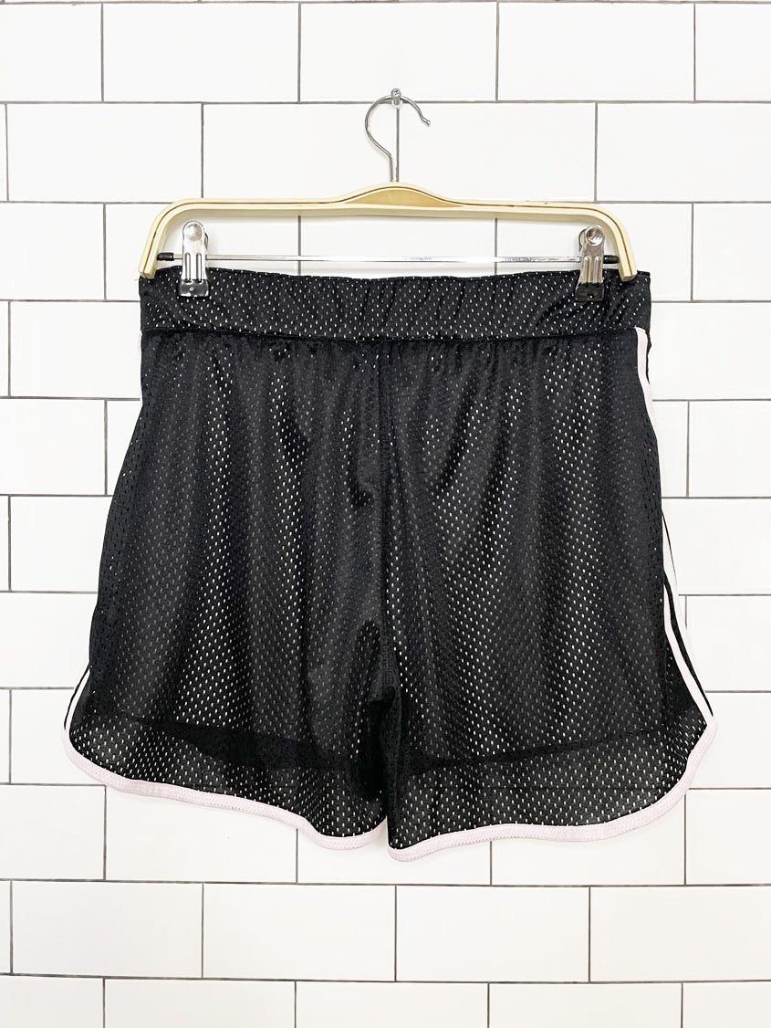 adidas three stripes mesh pink stripe sporty prep athletic shorts