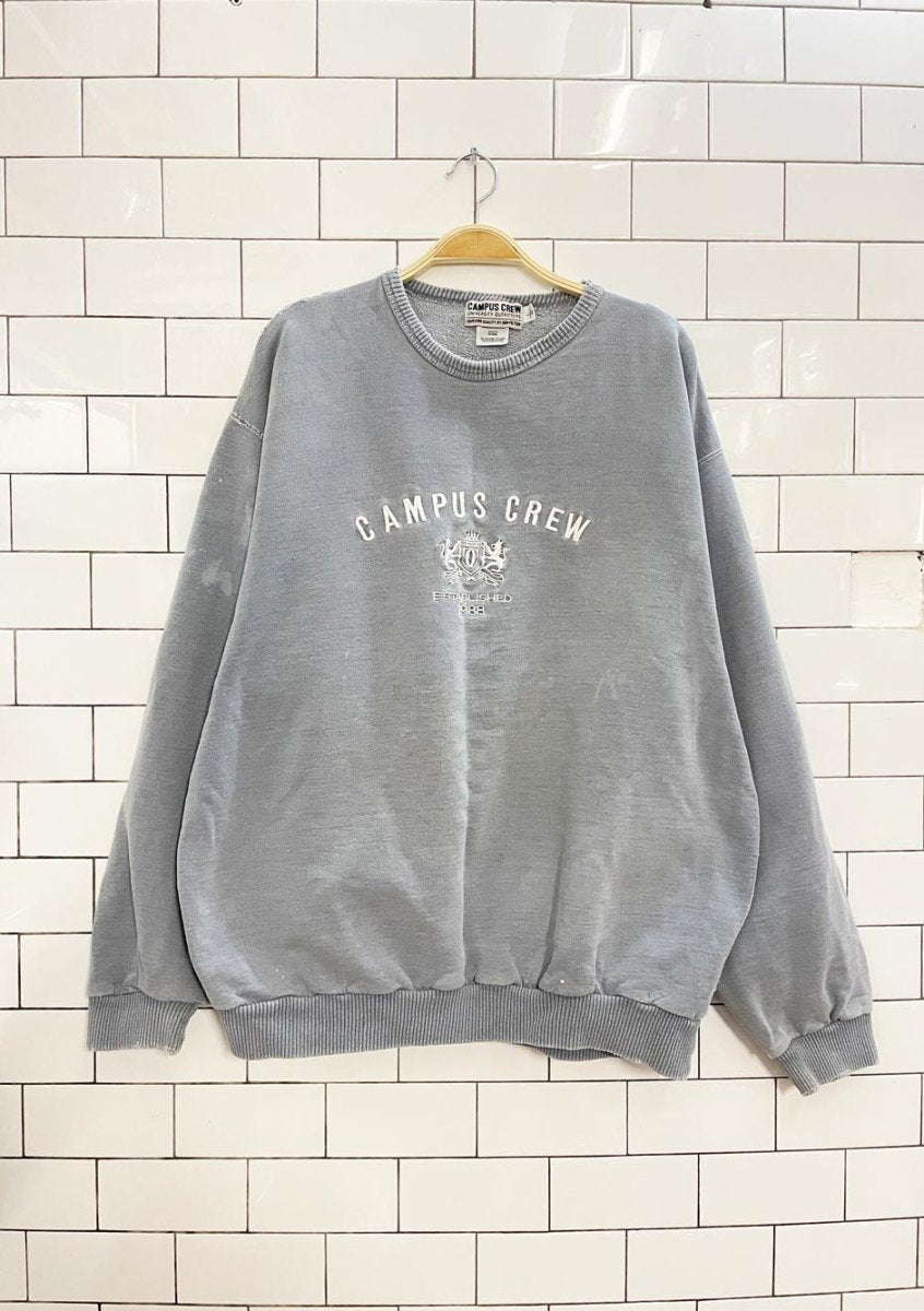 vintage 90s campus crew embroidered logo cottage crew - good market thrift store
