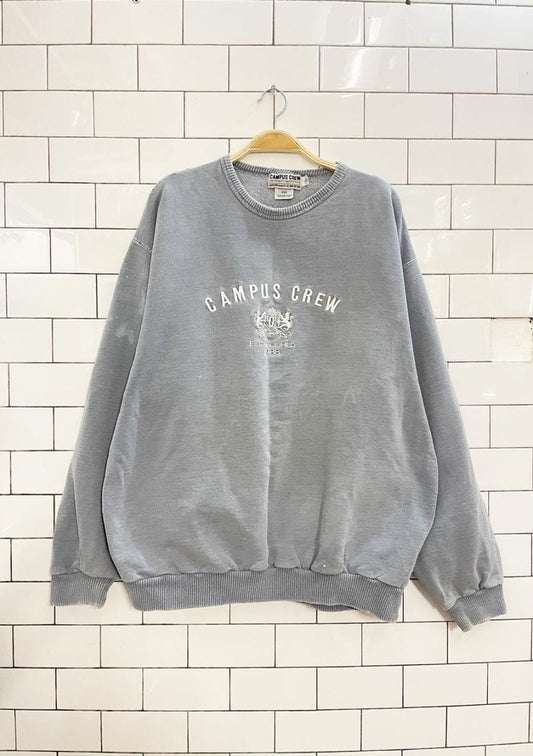 vintage 90s campus crew embroidered logo cottage crew - good market thrift store