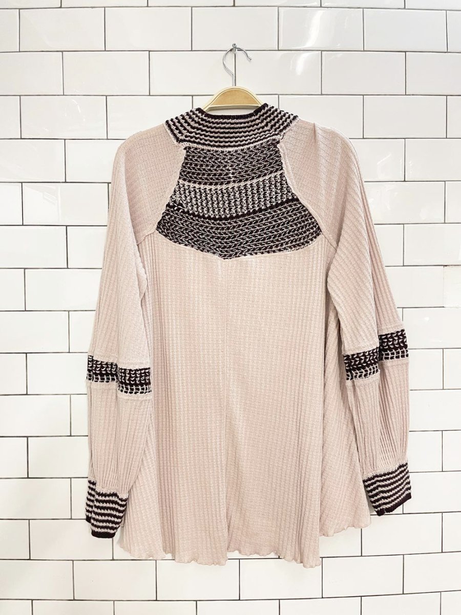 free people snow day knit trim balloon sleeve thermal top - good market thrift store