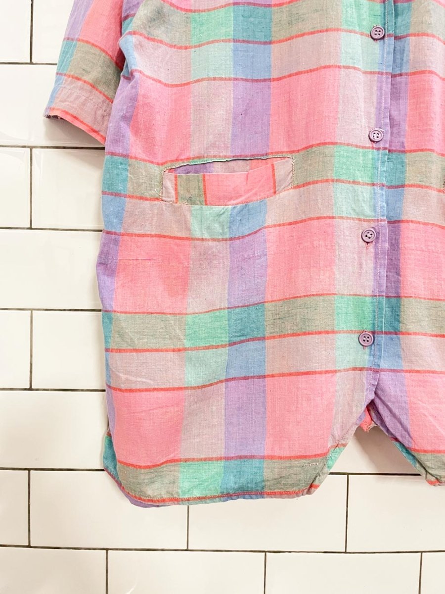 vintage 80s impromptu pink plaid shirt - good market thrift store